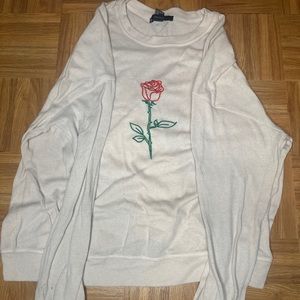 Forever 21 beige embroidered rose decal size medium